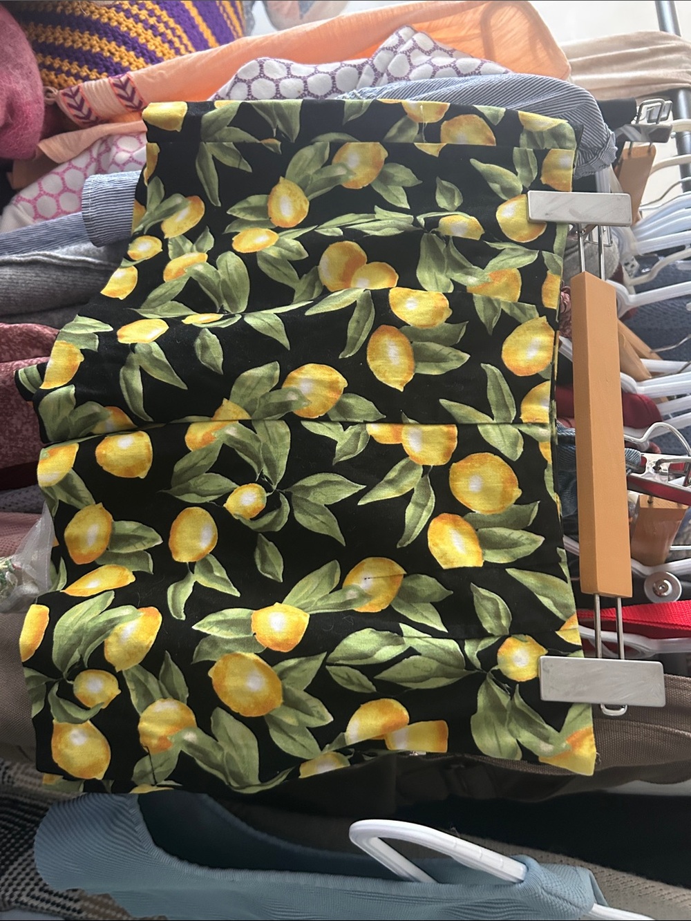 Forever 21 Black Mini Shorts with Yellow Lemon Print